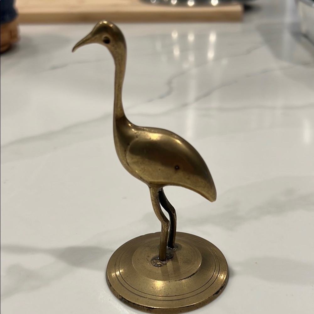 Vintage Brass Crane Figurine